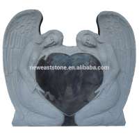 angel heart shaped etching headstone monument tombstone