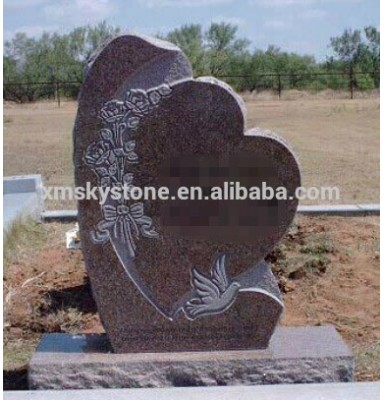 Own Factory Export To US Upright Dove & Rose Carving Heart Shaped Headstone